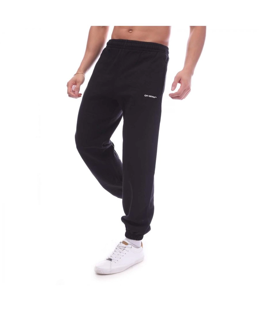 Off White Mens  Wave Outline Diagonal Short Sweatpants in Black-White Cotton - Size X-Large